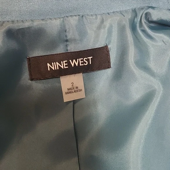 NWT Nine West Light Blue Satin Lined Blazer W Matching Skirt Set, Size 2 - Picture 9 of 11